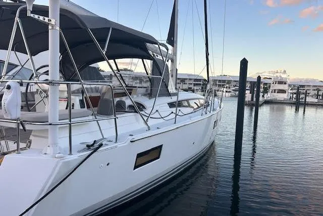 Agua Especial Yacht Photos Pics 2016 Jeanneau 54 yacht docked at marina, featuring sleek design and modern amenities.