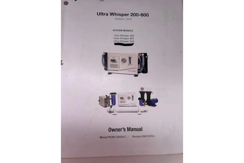 Agua Especial Yacht Photos Pics Owner's manual cover for Ultra Whisper 200-600 system models, Revision C-2014.