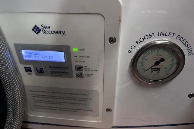 Agua Especial Yacht Photos Pics Control panel and gauge of Sea Recovery system on 2016 Jeanneau 54 yacht.
