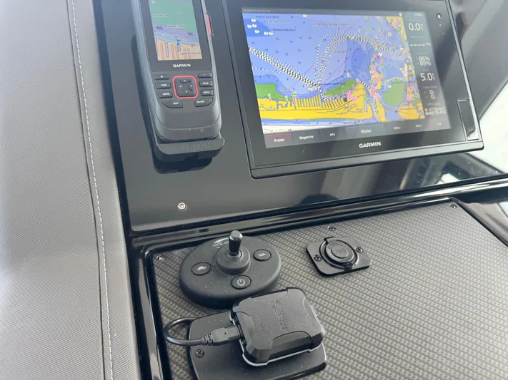 Truly Ineffable Yacht Photos Pics Dashboard of 2019 Cruisers Yachts 42 Cantius with Garmin navigation system.