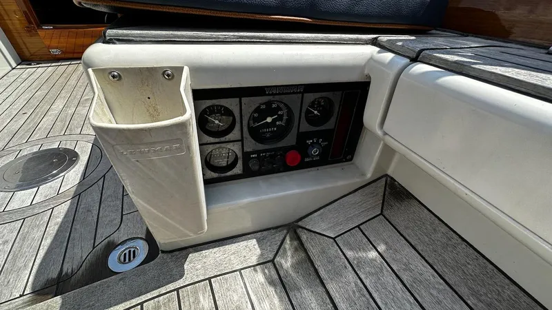 Nala Yacht Photos Pics Control panel on 2004 Lyman-Morse Sparkman & Stephens Sloop with wooden deck.