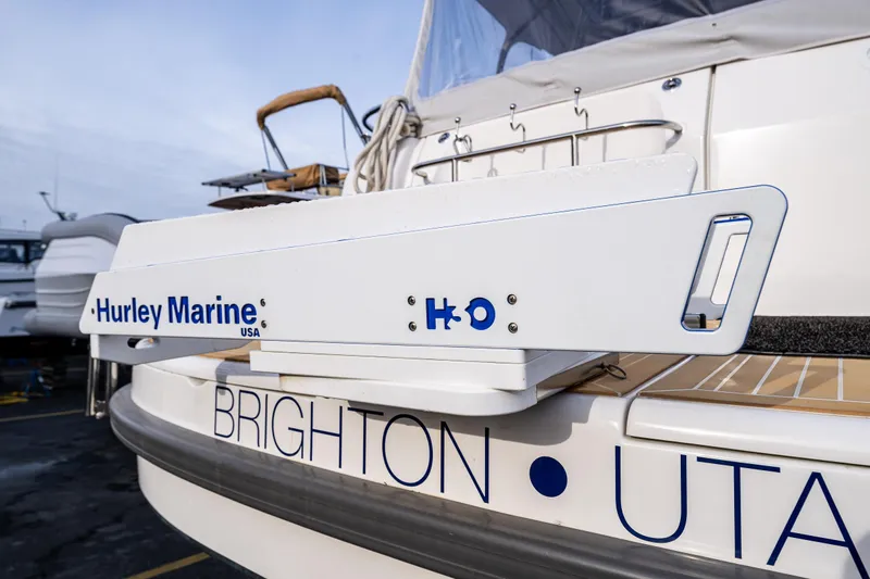 Duet Yacht Photos Pics 2024 Nimbus 405 Flybridge with Hurley Marine accessory, docked in Brighton, Utah.