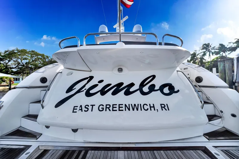 Jimbo Yacht Photos Pics Sunseeker 74 Sport Yacht 2012, named "Jimbo," docked in East Greenwich, RI.