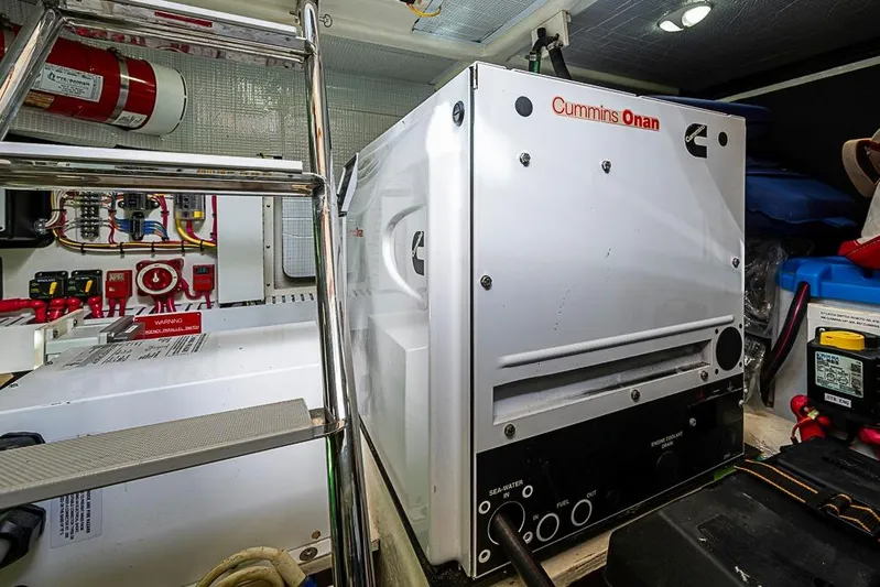  Yacht Photos Pics Engine room of 2016 Sabre 42 Salon Express with Cummins Onan generator.