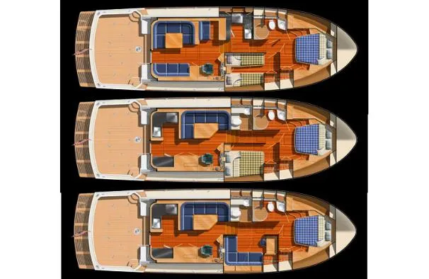 Hezitation Yacht Photos Pics Manufacturer Provided Image: Standard (top) and optional arrangements.