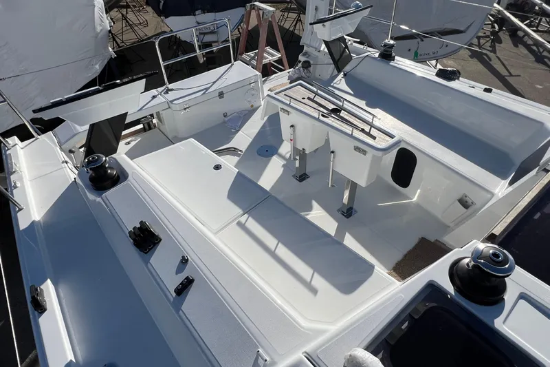  Yacht Photos Pics 2026 Dufour 37 yacht cockpit with sleek design and modern fittings.