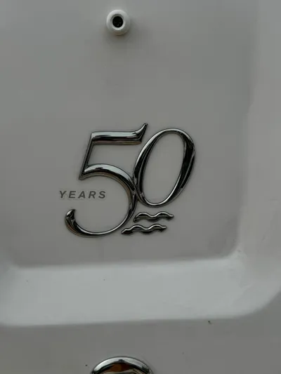 No Regrets Yacht Photos Pics "50 Years" emblem on 2020 Regal 38 Grande Coupe boat.