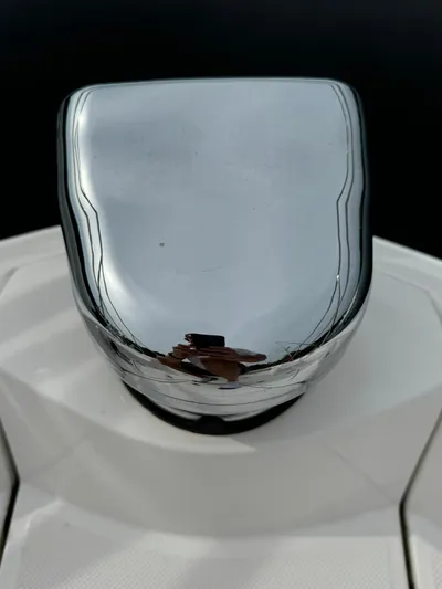 No Regrets Yacht Photos Pics Chrome detail on 2020 Regal 38 Grande Coupe boat.