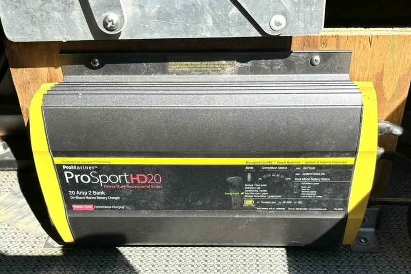  Yacht Photos Pics ProMariner ProSport HD20 marine battery charger in a 2022 Manitou XT 27 SRW.