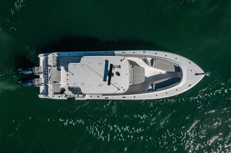 Yacht Photos Pics Aerial view of 2024 HCB 39 Speciale boat on water.