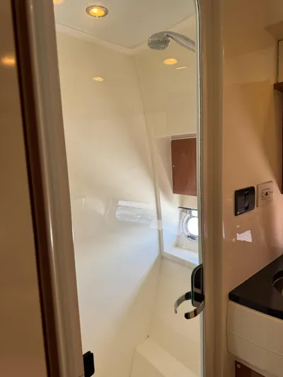  Yacht Photos Pics 2009 Sealine F42/5 yacht bathroom with shower and modern fixtures.
