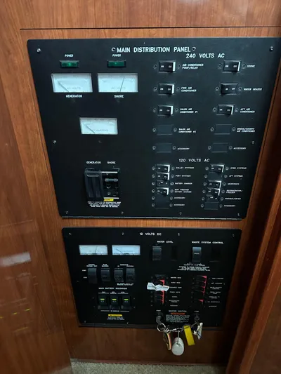 Ballerina Yacht Photos Pics Electrical control panel on a 2004 Sea Ray 390 Motor Yacht.