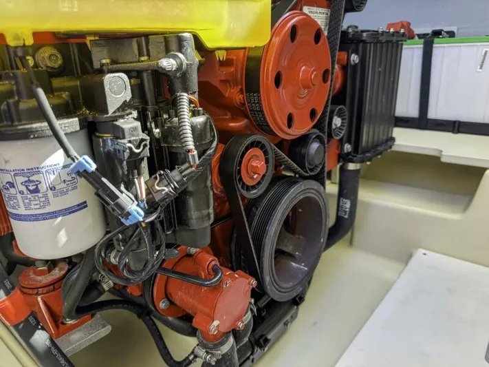 Get Back Yacht Photos Pics Engine of 2022 Chris-Craft Launch 31 GT boat, showcasing detailed mechanical components.