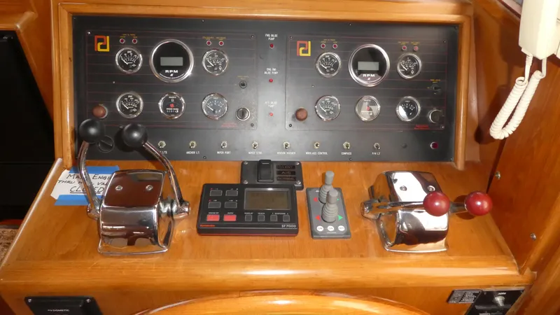 Morning Star Yacht Photos Pics Control panel of a 1993 Ocean Alexander 440 Sundeck CPMY yacht.