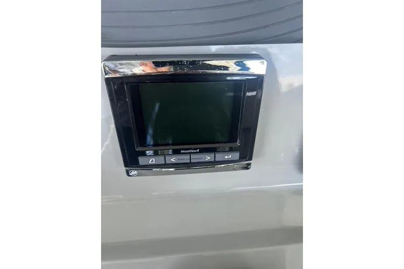  Yacht Photos Pics Control panel on a 2016 Boston Whaler 330 Outrage boat dashboard.