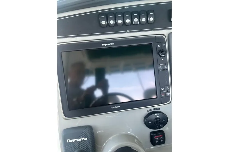  Yacht Photos Pics Control panel of a 2016 Boston Whaler 330 Outrage with Raymarine display.