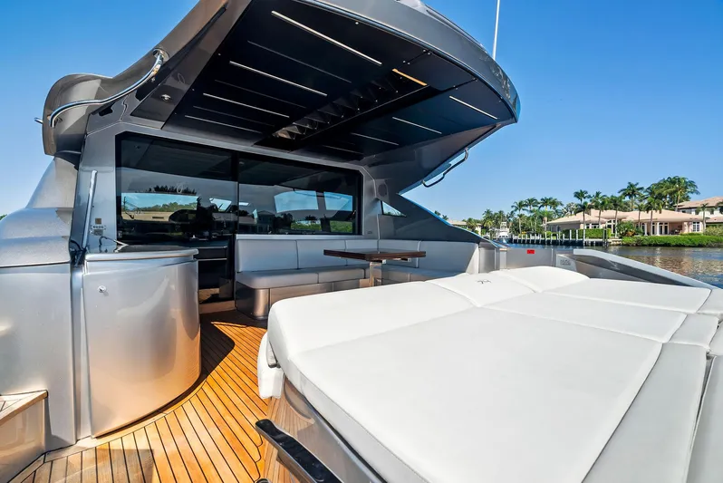 G Yacht Photos Pics Luxury 2021 Pershing 74 yacht with spacious deck and modern design.