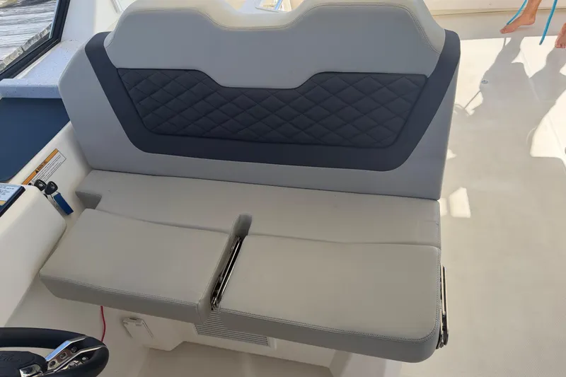 Chasin' Hyde Yacht Photos Pics 2023 Aquila 36 Sport boat seat with quilted backrest and modern design.