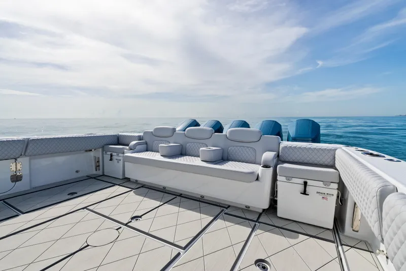  Yacht Photos Pics Luxurious 2025 HCB 56 Suenos GIX yacht with spacious seating and ocean view.