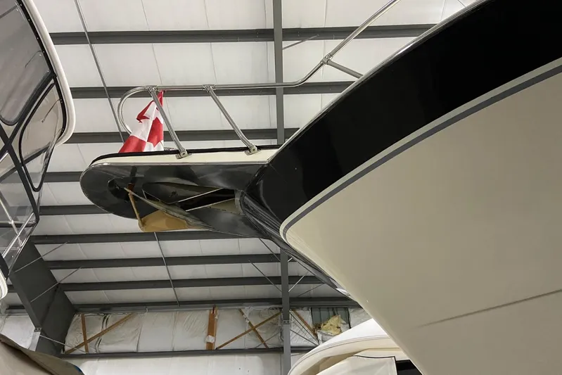  Yacht Photos Pics 1985 Hatteras 53 Extended Deckhouse Motor Yacht in indoor storage facility.