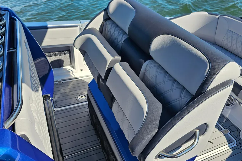  Yacht Photos Pics 2025 Nor-Tech 390 Sport Center Console boat interior with luxurious seating and sleek design.