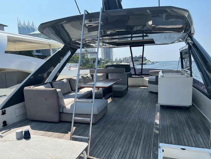  Yacht Photos Pics Luxurious 2018 Ferretti Yachts 780 with spacious deck and modern seating area.