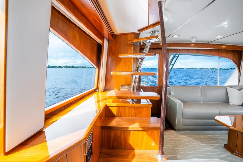 Unbridled Yacht Photos Pics Interior Staircase to Flybridge