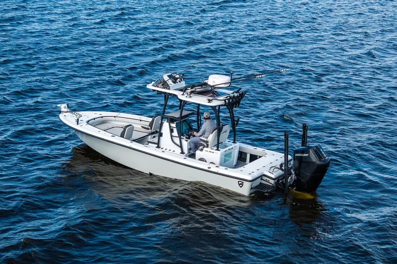  Yacht Photos Pics 2021 Barker Boatworks 26 Open on water, featuring sleek design and powerful engine.