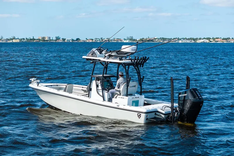  Yacht Photos Pics 2021 Barker Boatworks 26 Open cruising on a sunny day with fishing gear.