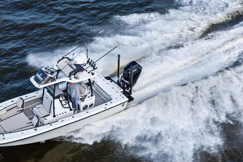  Yacht Photos Pics 2021 Barker Boatworks 26 Open cruising on water, showcasing sleek design and powerful performance.