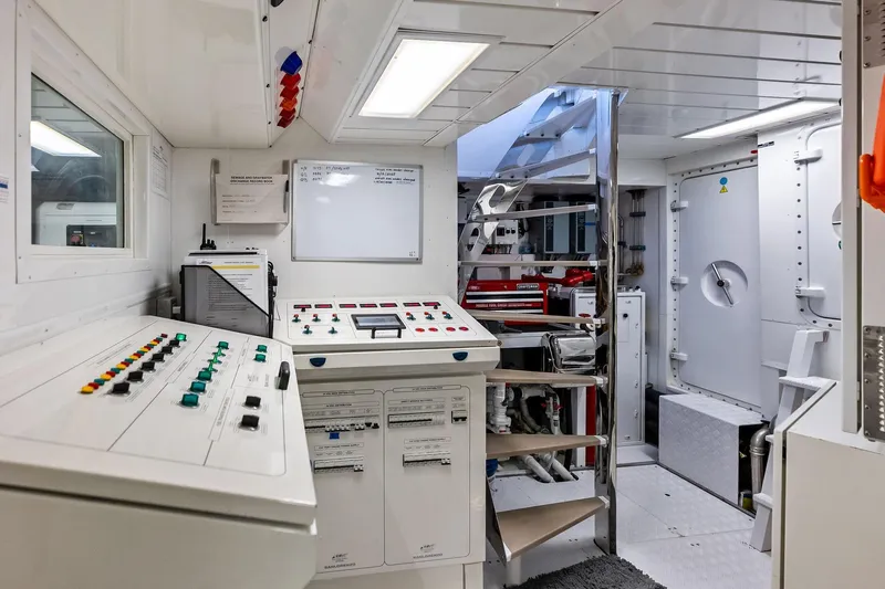 Glory Yacht Photos Pics Control room of 2023 Sanlorenzo SD126 yacht with modern equipment and sleek design.
