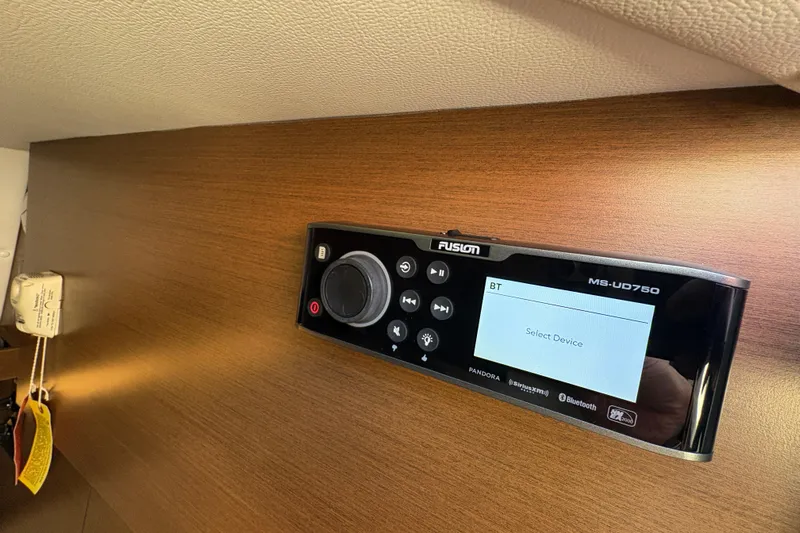  Yacht Photos Pics Fusion MS-UD750 stereo system on 2016 Sea Ray 350 SLX boat interior.
