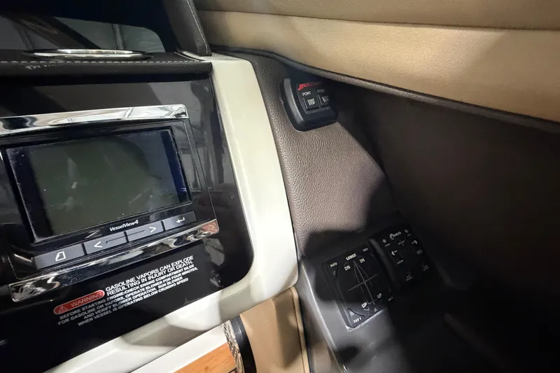  Yacht Photos Pics Control panel of a 2016 Sea Ray 350 SLX boat with VesselView display.