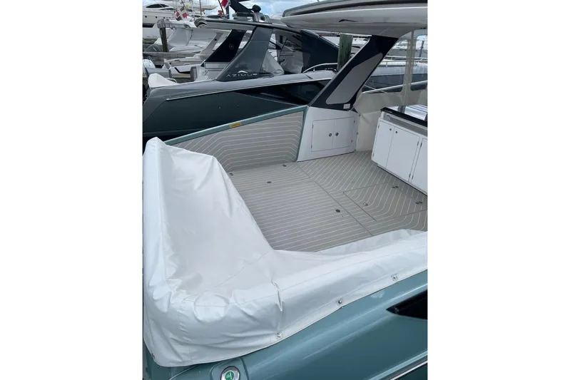  Yacht Photos Pics 2025 Azimut Verve 48 yacht deck with sleek design and modern features.