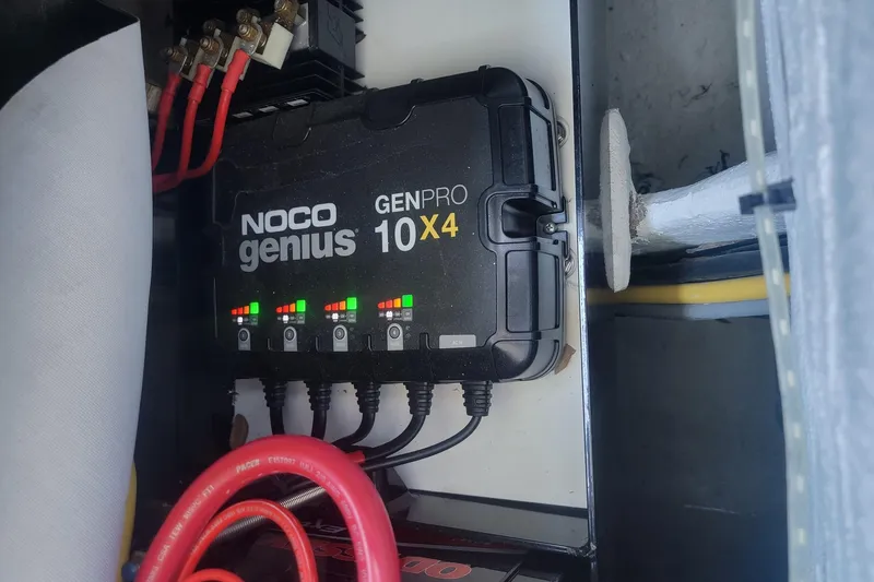  Yacht Photos Pics NOCO Genius GENPRO 10X4 charger in 2024 Statement 350 Open boat.