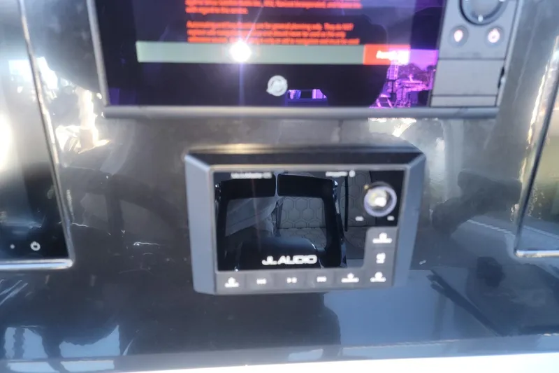  Yacht Photos Pics Control panel of 2024 Statement 350 Open with JL Audio system.