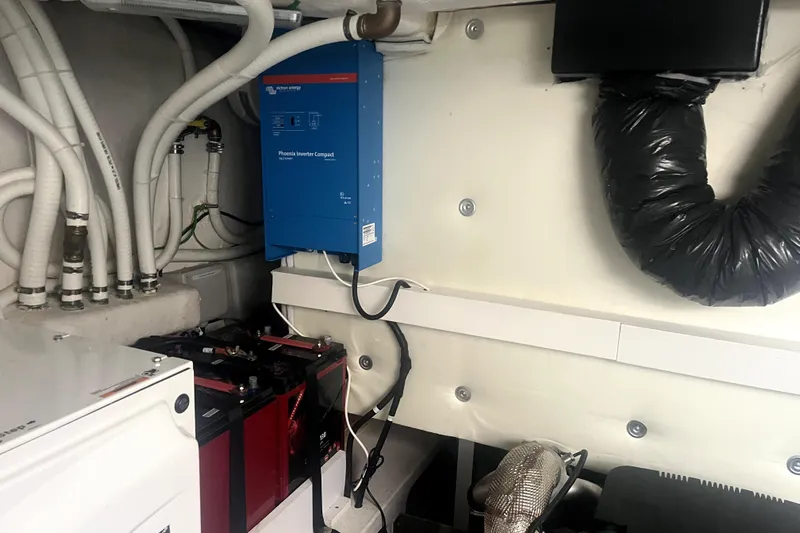  Yacht Photos Pics Engine room of 2020 Cayman Yachts S520 with inverter and battery system.