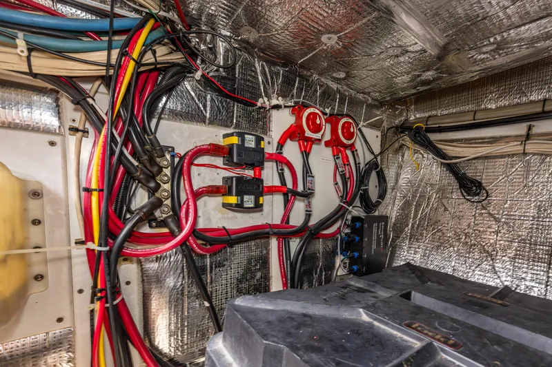 John Hunter Yacht Photos Pics Electrical wiring and components inside a 2000 Nordic Tug 37 boat.