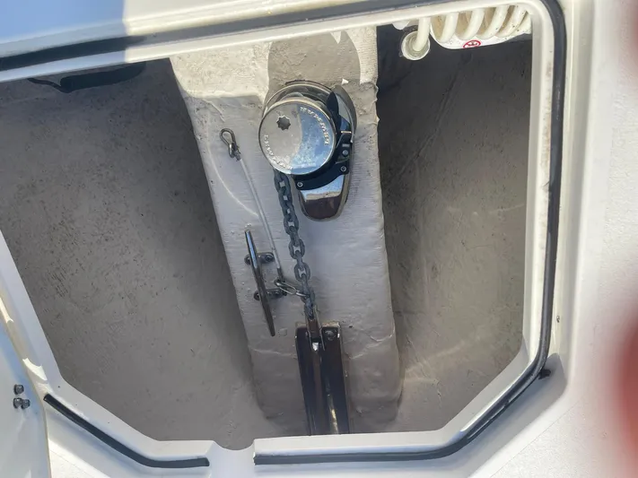  Yacht Photos Pics Anchor chain compartment of 2023 Cobia 320 CC boat.