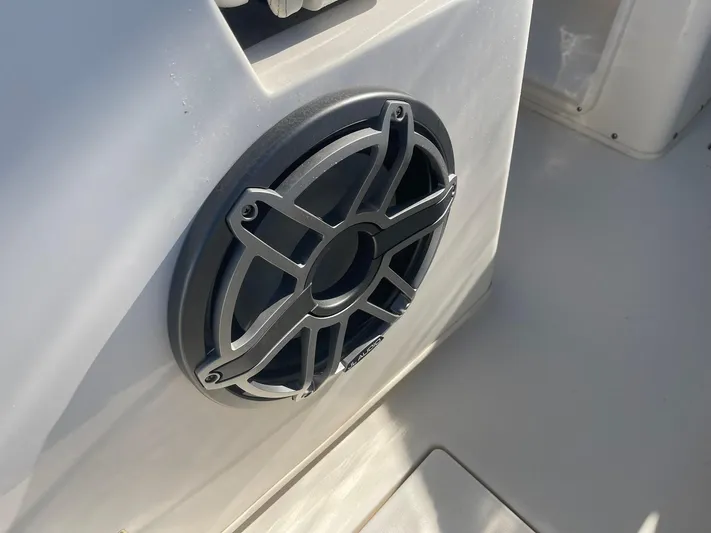  Yacht Photos Pics Close-up of a speaker on a 2023 Cobia 320 CC boat.