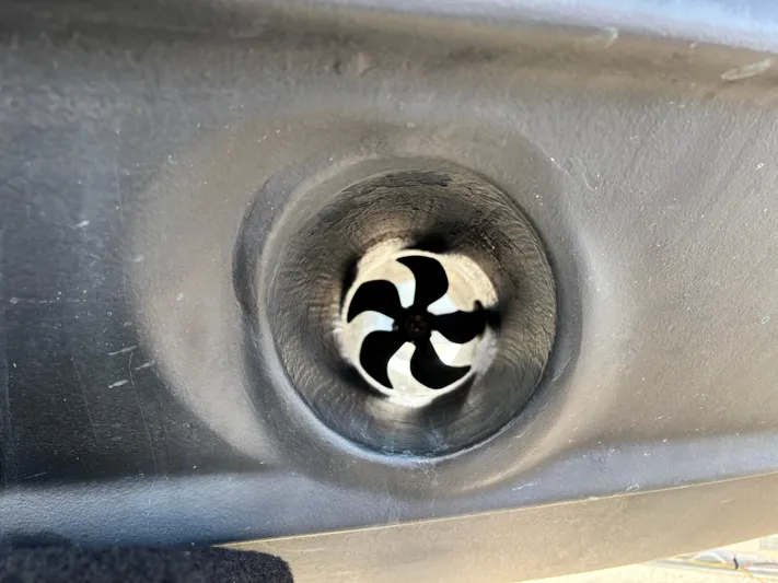 Y Knot Yacht Photos Pics Close-up of a 2017 Cutwater C-28 Deluxe boat's bow thruster.
