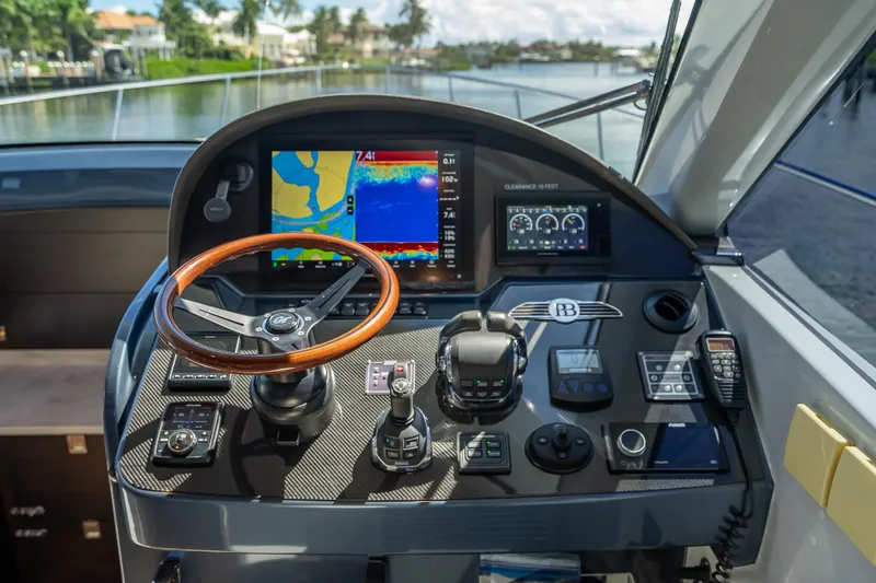 Priceless Yacht Photos Pics 2019 Palm Beach Motor Yachts GT50 helm with advanced navigation and control systems.