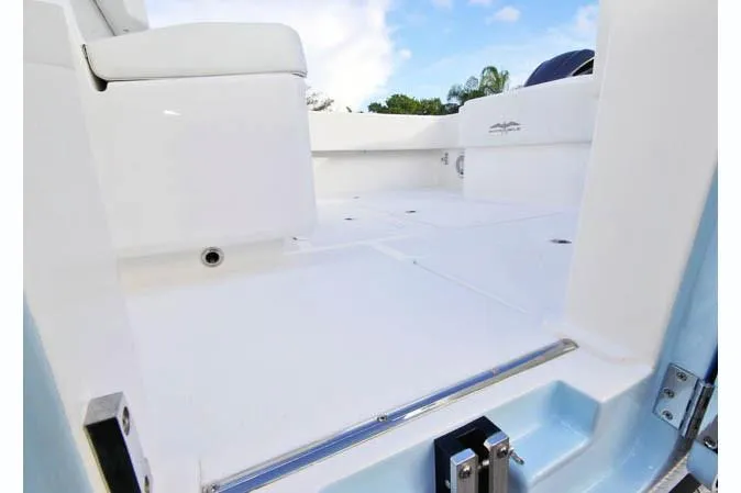  Yacht Photos Pics Manufacturer Provided Image: 2020 Invincible 36 Open Fisherman boat deck with white seating and blue sky background.