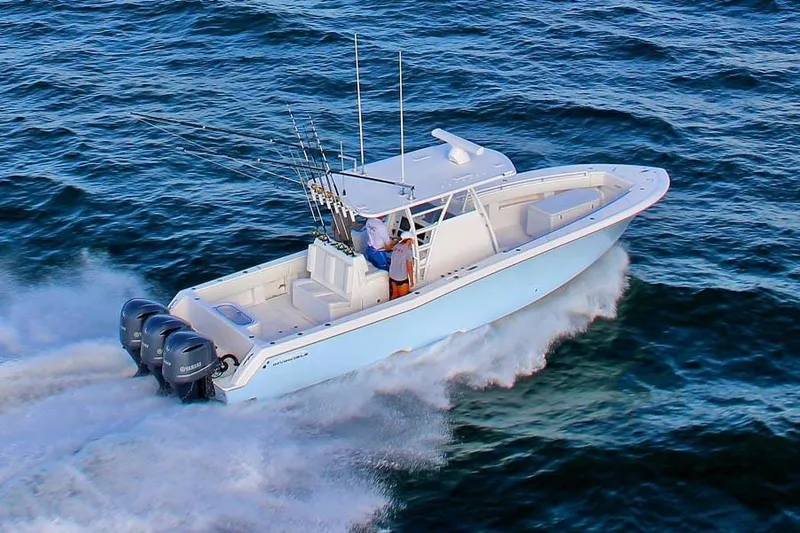 Yacht Photos Pics Manufacturer Provided Image: 2020 Invincible 36 Open Fisherman boat cruising on the ocean.