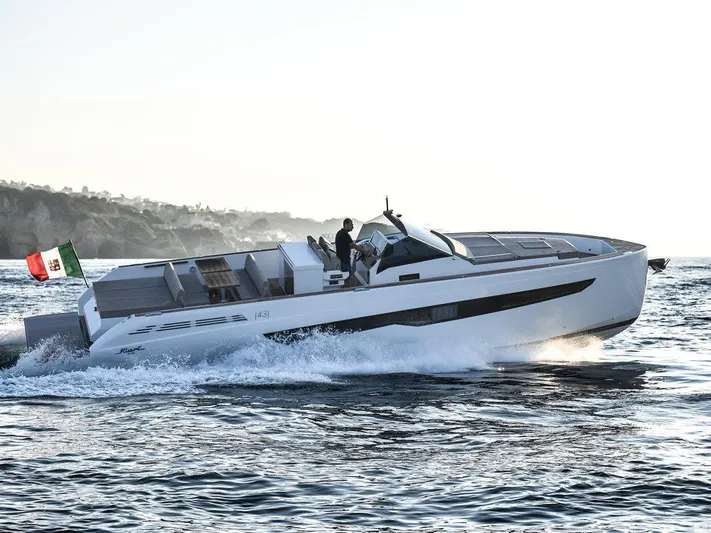Fiart 43 Yacht Photos Pics 2025 Fiart 43 Seawalker yacht cruising on open water, displaying sleek design and modern features.