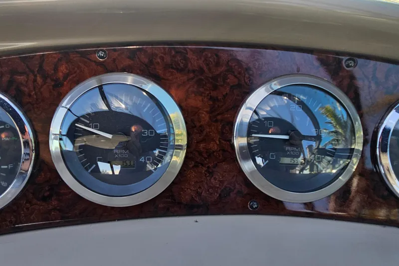 N/a Yacht Photos Pics Dashboard gauges of a 2004 Sea Ray 380 Sundancer boat.