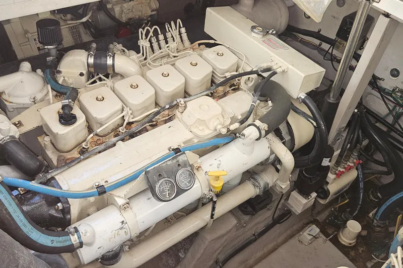 N/a Yacht Photos Pics Engine compartment of a 2004 Sea Ray 380 Sundancer boat.