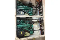 Engine compartment of a 2001 Nimbus 345 Coupe with dual green engines.