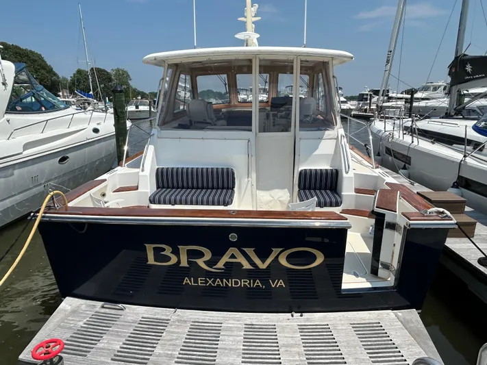 Bravo Yacht Photos Pics 2005 Sabre 42 Hardtop Express boat docked, named "Bravo" from Alexandria, VA.
