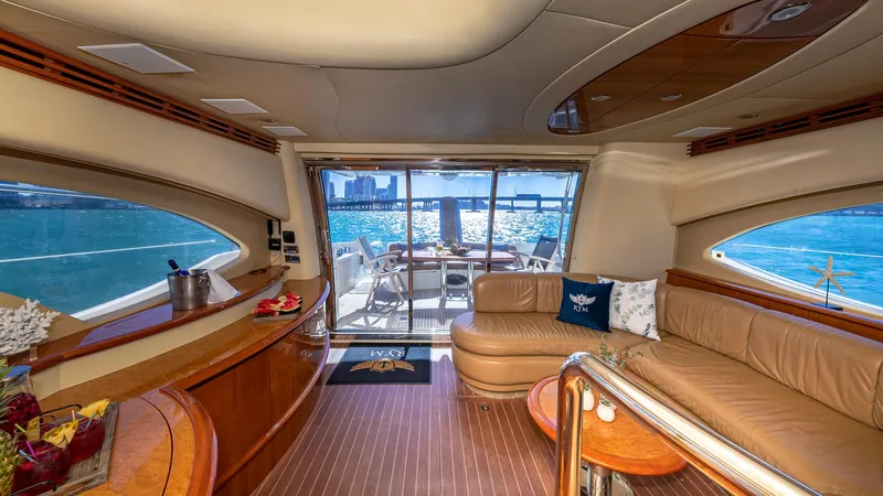  Yacht Photos Pics Luxurious interior of a 2007 Azimut 62 Flybridge yacht with ocean view.